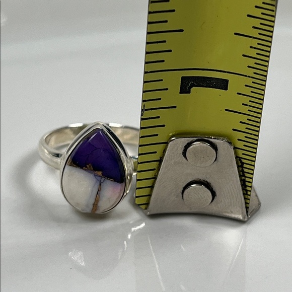 Purple Violet Dahlia Gemstone Solid 925 Sterling Silver Ring Size 9.25 - Picture 8 of 9